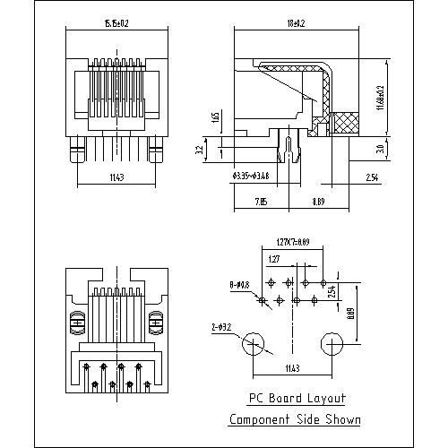 ATRJ5321-8P8C-X-A RJ11 Jack 8P8C, Side Entry, 1X1Port, Full Plastic ATRJ5321-8P8C-X-A RJ11 Jack 8P8C, Side Entry, 1X1Port, Full Plastic