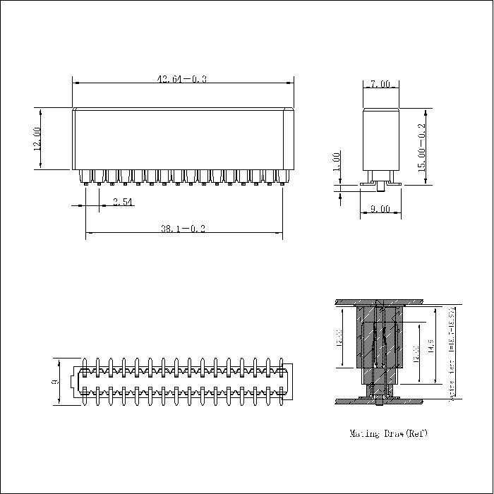 BB2.54F-H132G0B01 2.54mm 216P Male Board to Board Connector Mating H1=18.7-18.9MM  L=17.0mm