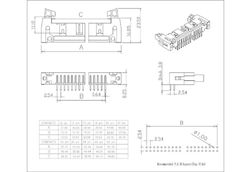 LHDR04 2.54mm Ejector Header 90°With Special Short Latch LHDR04 2.54mm Ejector Header 90°With Special Short Latch