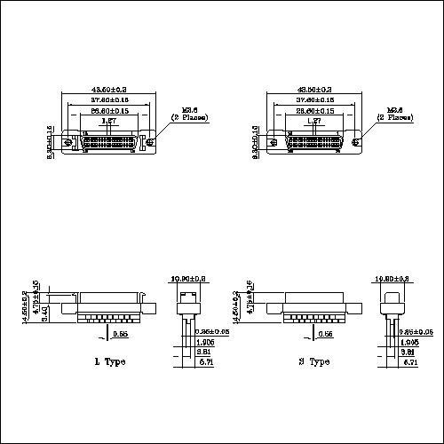 1.27mm Series 36P Cable Receptacle Connector Solder Molded Ribbon Type HPCNS-36FL31